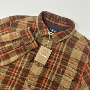 NEW Patagonia Fjord Loft Shirt Men's S Brown Plaid Organic Cotton Flannel NWT